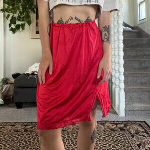 Red Satin Slip Skirt